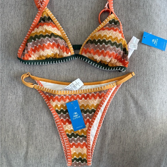 BNWT Sundown Waves Chevron Bikini Set - Picture 7 of 8